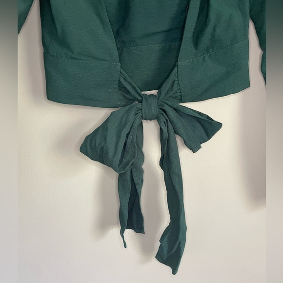 Anthropologie Maeve Open-Back Bow Blouse in Teal Green - Picture 15 of 16